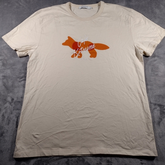 Maison Kitsune Mens Short Sleeve Shirt Cafe Kitsube Fox Classic 2XL NWOT - Picture 1 of 7